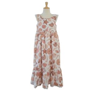 SZ8 Tommy Bahama Dress Cotton Seashell Print Coral Cream Free Purse